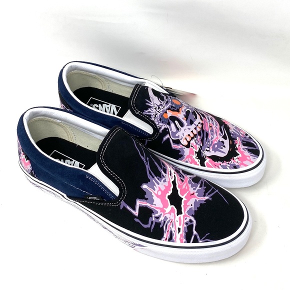 VANS Classic Slip On Zap Dress Blues Black Canvas Men Sneakers Skate VN000XG88NK - Picture 2 of 11